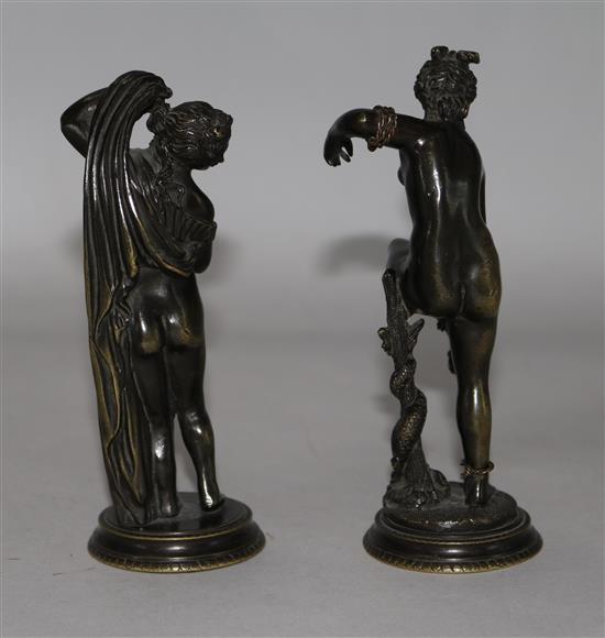 Two late 19th century Grand Tour bronzes, after the antique, 5.5in.